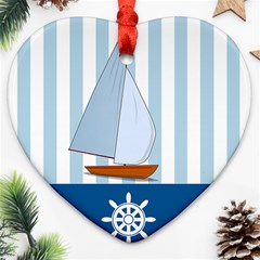 Yacht Boat Nautical Ship Ornament (heart) by HermanTelo