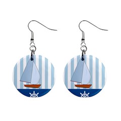 Yacht Boat Nautical Ship Mini Button Earrings