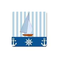 Yacht Boat Nautical Ship Square Magnet