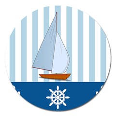 Yacht Boat Nautical Ship Magnet 5  (round)