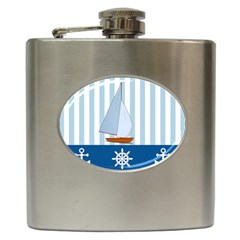 Yacht Boat Nautical Ship Hip Flask (6 Oz)