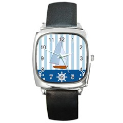 Yacht Boat Nautical Ship Square Metal Watch