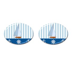 Yacht Boat Nautical Ship Cufflinks (oval)