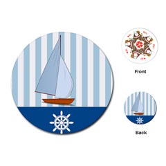 Yacht Boat Nautical Ship Playing Cards (round)