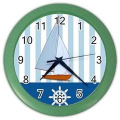 Yacht Boat Nautical Ship Color Wall Clock