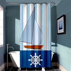 Yacht Boat Nautical Ship Shower Curtain 36  X 72  (stall) 