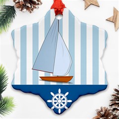 Yacht Boat Nautical Ship Snowflake Ornament (two Sides)