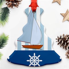 Yacht Boat Nautical Ship Christmas Tree Ornament (two Sides)