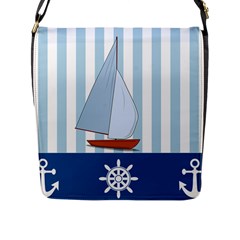 Yacht Boat Nautical Ship Flap Closure Messenger Bag (l)