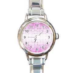 Square Pink Pattern Decoration Round Italian Charm Watch by HermanTelo