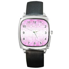 Square Pink Pattern Decoration Square Metal Watch by HermanTelo