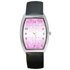 Square Pink Pattern Decoration Barrel Style Metal Watch by HermanTelo