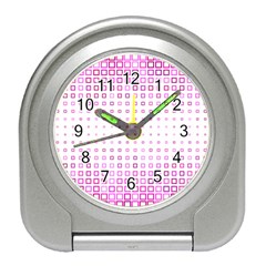 Square Pink Pattern Decoration Travel Alarm Clock by HermanTelo