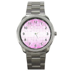 Square Pink Pattern Decoration Sport Metal Watch by HermanTelo