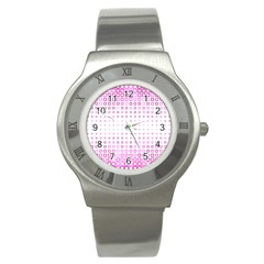 Square Pink Pattern Decoration Stainless Steel Watch by HermanTelo