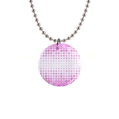 Square Pink Pattern Decoration 1  Button Necklace by HermanTelo