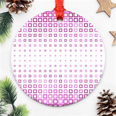 Square Pink Pattern Decoration Round Ornament (two Sides) by HermanTelo