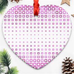 Square Pink Pattern Decoration Heart Ornament (two Sides) by HermanTelo