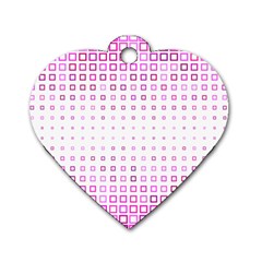 Square Pink Pattern Decoration Dog Tag Heart (two Sides) by HermanTelo