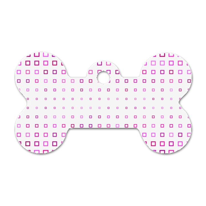 Square Pink Pattern Decoration Dog Tag Bone (Two Sides)