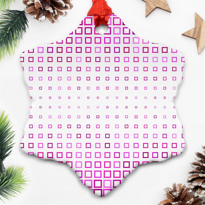 Square Pink Pattern Decoration Snowflake Ornament (Two Sides)