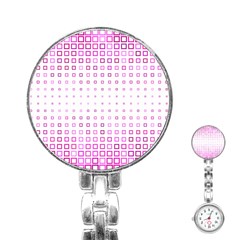 Square Pink Pattern Decoration Stainless Steel Nurses Watch by HermanTelo