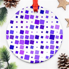 Square Purple Angular Sizes Round Ornament (two Sides)