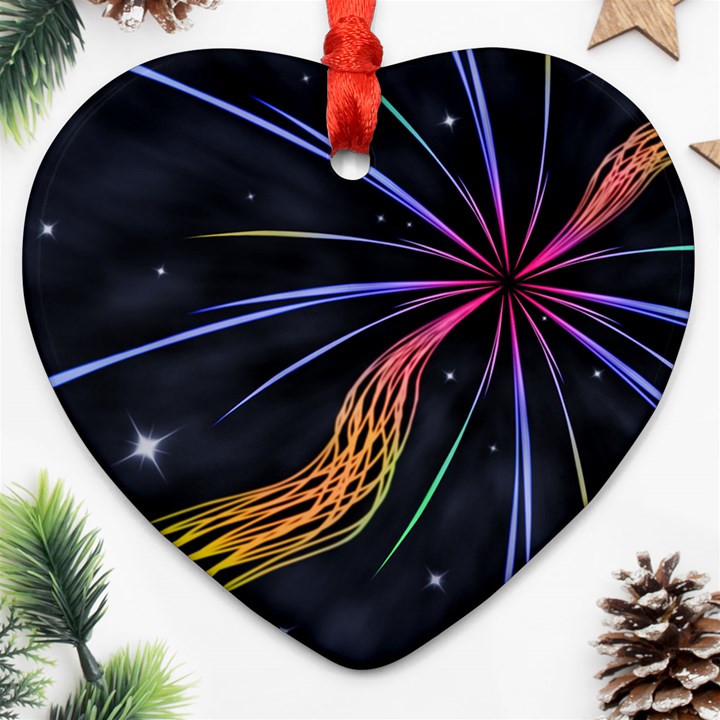 Stars Space Firework Burst Light Ornament (Heart)