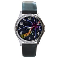 Stars Space Firework Burst Light Round Metal Watch by HermanTelo