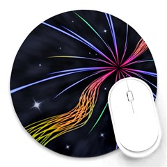 Stars Space Firework Burst Light Round Mousepads by HermanTelo