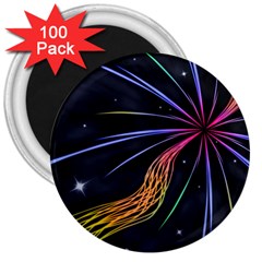 Stars Space Firework Burst Light 3  Magnets (100 Pack) by HermanTelo