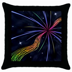 Stars Space Firework Burst Light Throw Pillow Case (black) by HermanTelo