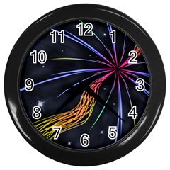 Stars Space Firework Burst Light Wall Clock (black) by HermanTelo