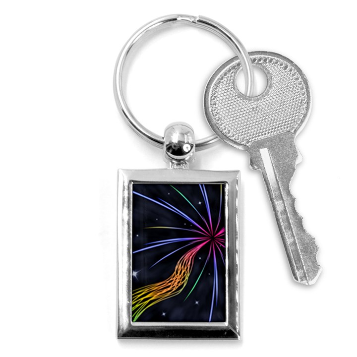 Stars Space Firework Burst Light Key Chains (Rectangle) 