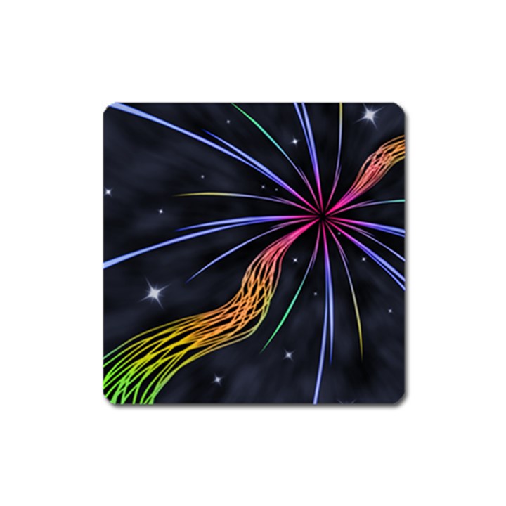 Stars Space Firework Burst Light Square Magnet