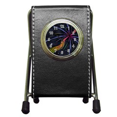 Stars Space Firework Burst Light Pen Holder Desk Clock by HermanTelo