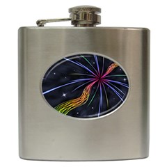 Stars Space Firework Burst Light Hip Flask (6 Oz)