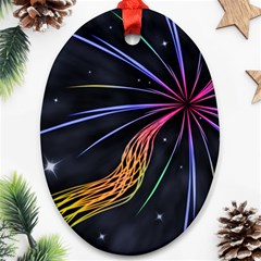 Stars Space Firework Burst Light Oval Ornament (two Sides) by HermanTelo