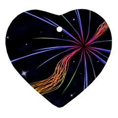 Stars Space Firework Burst Light Heart Ornament (two Sides) by HermanTelo