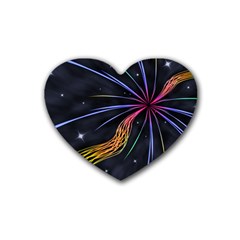 Stars Space Firework Burst Light Rubber Coaster (heart)  by HermanTelo