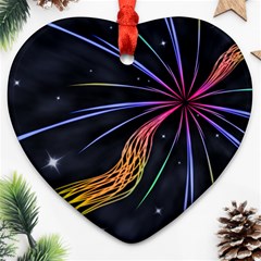 Stars Space Firework Burst Light Heart Ornament (two Sides) by HermanTelo