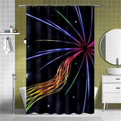 Stars Space Firework Burst Light Shower Curtain 48  X 72  (small)  by HermanTelo