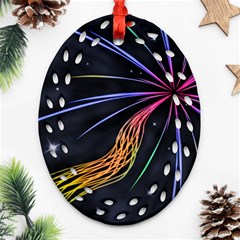 Stars Space Firework Burst Light Ornament (oval Filigree) by HermanTelo