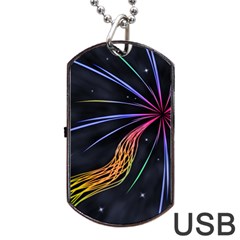 Stars Space Firework Burst Light Dog Tag Usb Flash (one Side) by HermanTelo