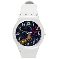 Stars Space Firework Burst Light Round Plastic Sport Watch (m)