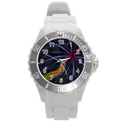 Stars Space Firework Burst Light Round Plastic Sport Watch (l)