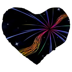 Stars Space Firework Burst Light Large 19  Premium Heart Shape Cushions