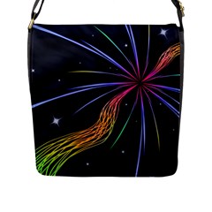 Stars Space Firework Burst Light Flap Closure Messenger Bag (l) by HermanTelo