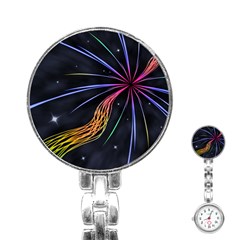 Stars Space Firework Burst Light Stainless Steel Nurses Watch