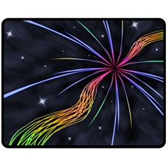 Stars Space Firework Burst Light Double Sided Fleece Blanket (medium)  by HermanTelo